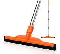 ITTAR Lavavetri multiuso per pavimenti in cemento, scopa resistente con asta regolabile in acciaio inossidabile da 157,5 cm, spazzola in schiuma EVA per garage, patio, terrazza, piastrelle, piscina
