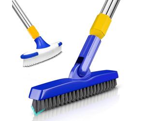 ITTAR Spazzola per malta e spazzola per pavimenti con manico lungo, spazzola per malta con setole rigide, set di spazzole estensibili per la pulizia di pavimenti, piastrelle, terrazza, patio, garage,