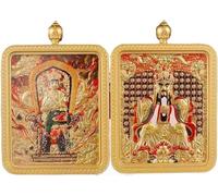 ITTRUH Ciondolo con Carta del Buddha, Ciondolo Manjushri Tridimensionale bifacciale - Arte Thangka dei Cinque Maestri. Dimensioni: 5,5x4,5 cm.