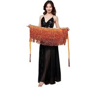 ITTRUH Gonna for Danza del Ventre, Sciarpa con Catena in Vita, Costume da Ballo, Cintura Nappe for la Pancia, Gonna Aderente, for(Orange)