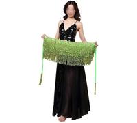 ITTRUH Gonna for Danza del Ventre, Sciarpa con Catena in Vita, Costume da Ballo, Cintura Nappe for la Pancia, Gonna Aderente, for(Light Green)