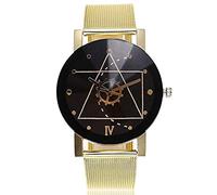 ITVIP Moda casual Acciaio inossidabile Cintura a rete Orologio con motivo a ingranaggi geometrici Orologi al quarzo da uomo e da donna (B)