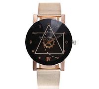ITVIP Moda casual Acciaio inossidabile Cintura a rete Orologio con motivo a ingranaggi geometrici Orologi al quarzo da uomo e da donna (D)