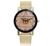 ITVIP Moda casual Acciaio inossidabile Cintura a rete Orologio con motivo a ingranaggi geometrici Orologi al quarzo da uomo e da donna (A)