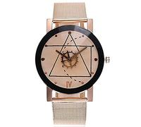 ITVIP Moda casual Acciaio inossidabile Cintura a rete Orologio con motivo a ingranaggi geometrici Orologi al quarzo da uomo e da donna (C)