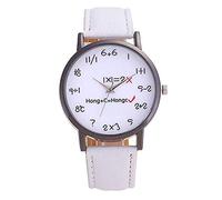 ITVIP - Orologi da uomo e da donna, con cinturino in pelle, stile casual, motivo formule matematiche ed equazioni, Adatto a studenti e adolescenti alla moda (Bianco)