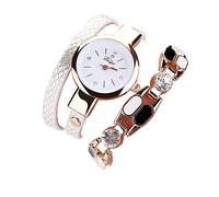 ITVIP Orologio Da Donna, Moda Retrò Quadrante Piccolo Con Diamanti Orologio Casual Al Quarzo Con Cinturino A Quadri PU Con Strass (Bianco)