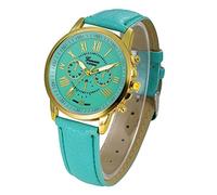 ITVIP Orologio di Moda Donna Superficie a Doppio Strato Ginevra Tre Occhi Cintura in Pelle Orologio al Quarzo (Verde)