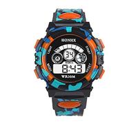 ITVIP Studenti maschili, ragazzi e ragazze, orologi elettronico per bambini, sport multifunzione impermeabile, mimetico a tre occhi (Arancione)