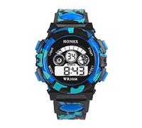 ITVIP Studenti maschili, ragazzi e ragazze, orologi elettronico per bambini, sport multifunzione impermeabile, mimetico a tre occhi (Blu)