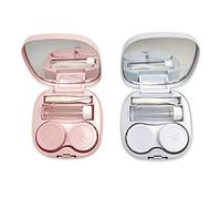 iTYOOS 2 Pezzi Custodia Per Lenti a Contatto Con Specchio,Lenti a Contatto Caso Per Viaggio,Mini Porta Lenti a Contatto Da Viaggio,Contact Lens Case In Plastica Blu Rosa