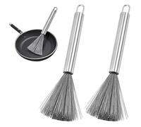 iTYOOS 2 spazzole per pentole in acciaio inox, manico lungo, argento, strumento per la pulizia della cucina