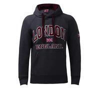Itzu Felpa con cappuccio da uomo London England con cappuccio in cotone Union Jack, Carbone, XXL