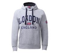 Itzu Felpa con cappuccio da uomo Londra Inghilterra Felpa con cappuccio Top Cotone Union Jack, Grigio chiaro, M