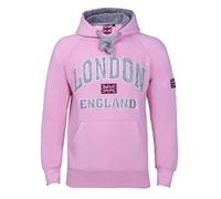 Itzu Felpa con cappuccio da uomo Londra Inghilterra Felpa con cappuccio Top Cotone Union Jack, Rosa confetto, M