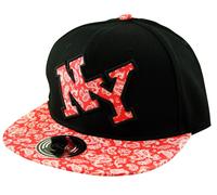 Itzu Paisley New York Ny Snapback Cappello Scatto Schiena Nero Rosso