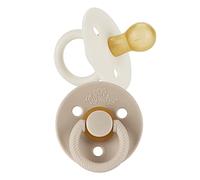 Itzy Ritzy Natural Rubber Pacifiers - Set di 2 pacifiers in gomma naturale Newborn con capezzolo a forma di ciliegia e grandi fori per l'aria per una maggiore sicurezza; Set di 2 in cocco e toast,