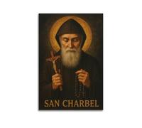 IUAUTVZM Quadro decorativo da parete su tela con monaco cristiano santo Charbel, decorazione moderna per la camera da letto e la famiglia, 30 x 45 cm