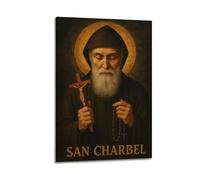 IUAUTVZM Quadro decorativo da parete su tela con monaco cristiano santo charbel, religione e decorazione moderna per la camera da letto 20 x 30 cm