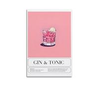 IUAUTVZM Quadro decorativo da parete su tela con stampa di ricette di cocktail con gin tonic, decorazione moderna per camera da letto, 30 x 45 cm