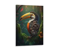 IUAUTVZM Quadro decorativo da parete su tela con stampa di tucano di fantascienza meccanica, stile steampunk, decorazione moderna per la camera da letto, 40 x 60 cm