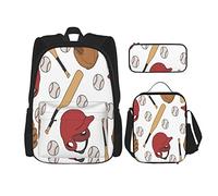 IUBBKI 3 pezzi Set Zaini Seamless Graffiti Pattern Baseball Book Bag Viaggio Campeggio Lavoro School Bag Astuccio Pranzo Borsa Combinazione Per Uomo Donna Ragazzi Ragazze