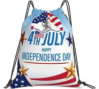 IUBBKI 4 luglio Zaino Happy Independence Day, borsa da palestra Sackpack String Storage Pouch per palestra Sport Yoga Viaggi Donna Uomo