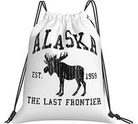 IUBBKI Alaska The Last Frontier Regali Zaino nero Regali per ragazze Compleanno Natale Borse con coulisse Borsa per trucchi
