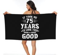 IUBBKI Asciugamano da spiaggia Happy 75th Birthday, asciugamano da bagno oversize per uomo e donna, asciugamano assorbente ad asciugatura rapida per viaggi, piscina, yoga, palestra, sport, 27,5"X55"