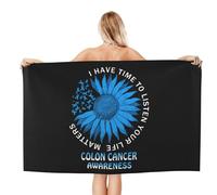 IUBBKI Asciugamano da spiaggia oversize per la sensibilizzazione sul cancro al colon, assorbente e ad asciugatura rapida, senza sabbia, per nuoto, viaggi, yoga, accessori da spiaggia 32"X52"