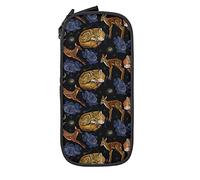 IUBBKI Astuccio con ricamo Fox Deer Astuccio portapenne durevole di grande capacità con custodia fissa con cerniera
