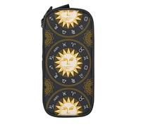 IUBBKI Astuccio con sole e simboli Astuccio portapenne durevole di grande capacità con custodia fissa con cerniera