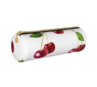 IUBBKI Astuccio in pelle AcquerelloCiliegieRedBerries Portaborse Scatola porta trucchi Organizzatore con cerniera per ufficio scolastico