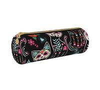 IUBBKI Astuccio in pelle DayOfTheDeadCatHalloween Holder Pouch Box Makeup Bag Organizer con cerniera per ufficio scolastico