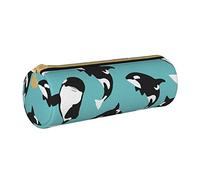 IUBBKI Astuccio in pelle KillerWhaleShark Holder Pouch Box Makeup Bag Organizer con cerniera per ufficio scolastico
