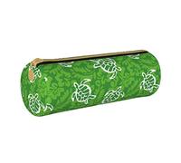 IUBBKI Astuccio in pelle SeaTurtleHibiscusGreen Holder Pouch Box Makeup Bag Organizer con cerniera per ufficio scolastico