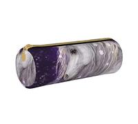 IUBBKI Astuccio in pelle UnicornoViolaSnowFlakes Holder Pouch Box Makeup Bag Organizer con cerniera per ufficio scolastico