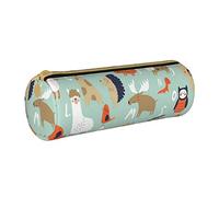 IUBBKI Astuccio in pelle ZooAlphabetCuteAnimals Holder Pouch Box Makeup Bag Organizer con cerniera per ufficio scolastico