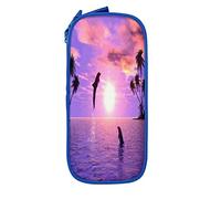 IUBBKI Astuccio per matite Astuccio per penne Sunset Dolphins Astuccio per matite di grande capacità Organizzatore per penne Astuccio per matite Scuola universitaria per ragazzi e ragazze