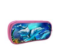IUBBKI Astuccio per matite Borsa per penne Cute Dolphin Borsa per matite di grande capacità Organizzatore per penne Astuccio per matite Scuola universitaria per ragazzi e ragazze