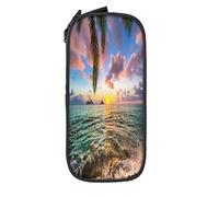 IUBBKI Astuccio per matite Borsa per penne Palm Tree Sunset Beach Borsa per matite di grande capacità Organizzatore per penne Astuccio per matite Scuola universitaria per ragazzi e ragazze