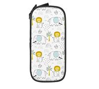 IUBBKI Astuccio per matite con elefante blu e cucciolo di leone Borsa portapenne durevole di grande capacità con custodia fissa con cerniera