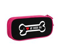 IUBBKI Astuccio per matite I Love My Boxer Dog Astuccio per matite portatile a doppio strato per ufficio e scuola di grande capacità