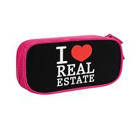 IUBBKI Astuccio per matite I Love Real Estate Astuccio per matite portatile a doppio strato per ufficio e scuola di grande capacità