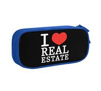 IUBBKI Astuccio per matite I Love Real Estate Astuccio per matite portatile a doppio strato per ufficio e scuola di grande capacità