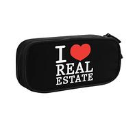 IUBBKI Astuccio per matite I Love Real Estate Astuccio per matite portatile a doppio strato per ufficio e scuola di grande capacità
