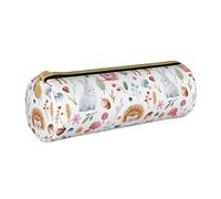 IUBBKI Astuccio per matite in pelle Acquerello Rosa Coniglietto Gufo Porta riccio Scatola porta trucchi Organizer per borsa con cerniera per ufficio scolastico