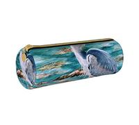 IUBBKI Astuccio per matite in pelle GreatBlueHeron Portaoggetti per acquerello Scatola per trucchi Organizzatore per borse con cerniera per ufficio scolastico