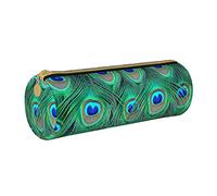 IUBBKI Astuccio per matite in pelle PeacockFeatherBeauty Holder Pouch Box Makeup Bag Organizer con cerniera per ufficio scolastico