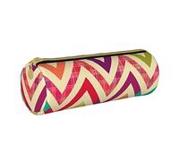 IUBBKI Astuccio per matite in pelle RainbowBrightChevronPortamodello Pouch Box Organizer per borsa per trucco con cerniera per ufficio scolastico